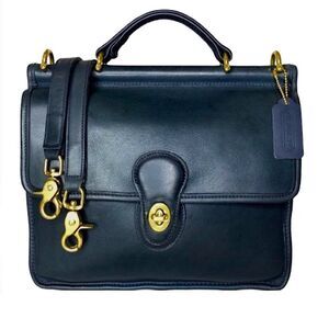 COACH WILLIS Navy Glove Tanned Top Handle Crossbody Satchel Vintage 9927 USA COA